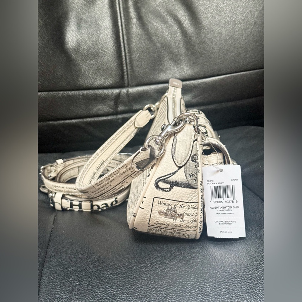 NWT Coach Ashton Shoulder Bag With Newspaper Print CDC12 - Picture 9 of 15